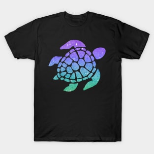 Bright Purple Aqua Ombre Faux Glitter Turtle T-Shirt